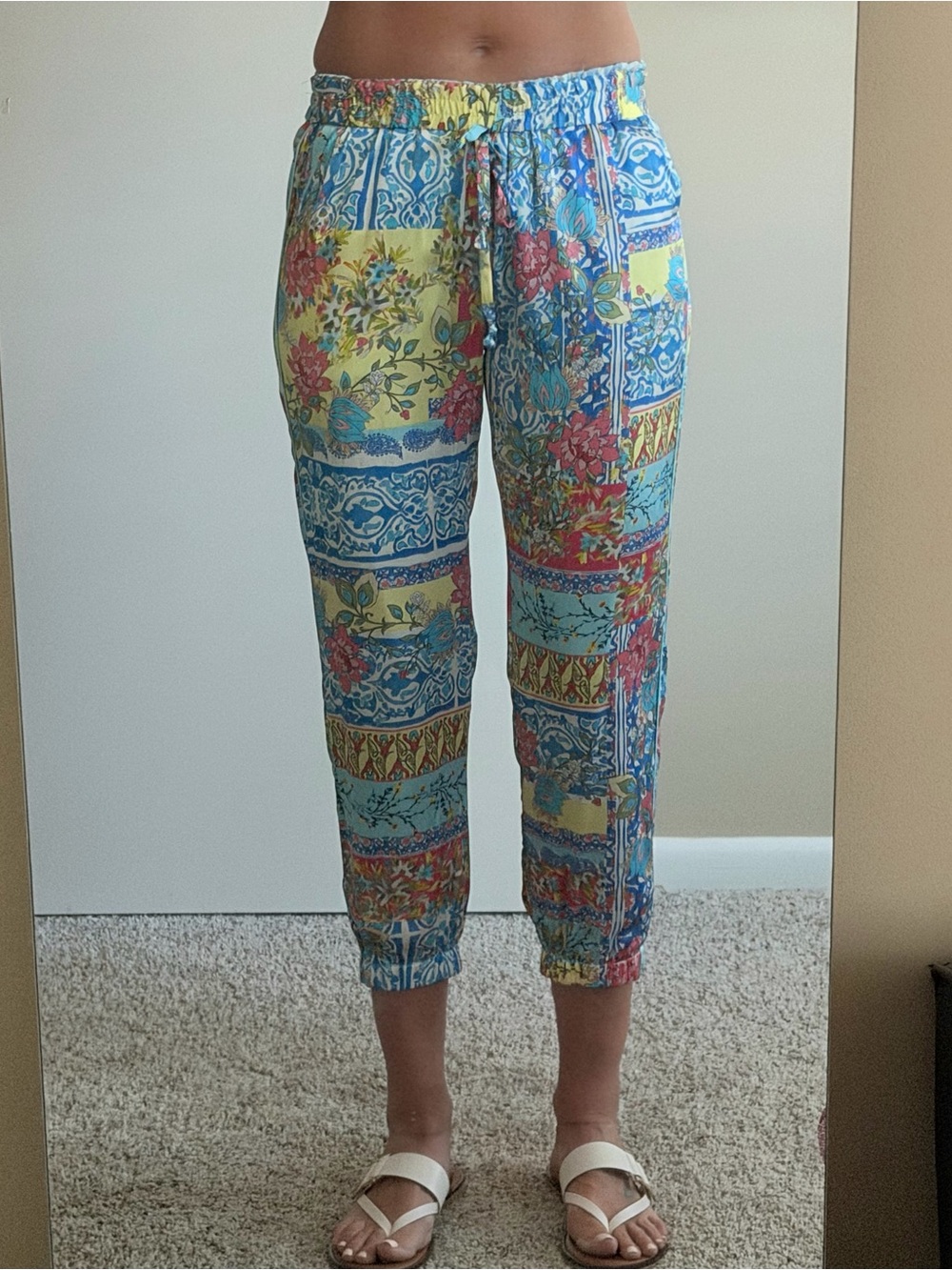 Johnny Was Colorful Floral Patchwork Pants